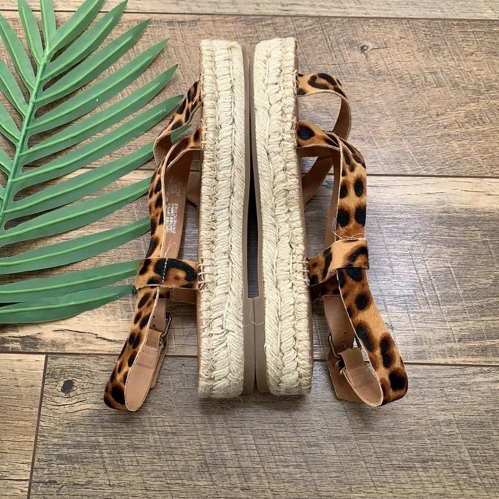 Madewell Leopard Print The Malia Espadrille Calf Hair Sandal sz 9 NWT